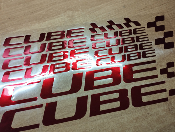 Cube красный зеркальный хром наклейки на раму для велосипеда, MTB ...