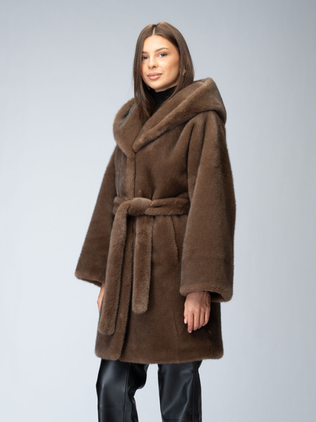Шуба искусственная Victoria Furs, Зима, размер 52, цвет коричневый, Мех ...