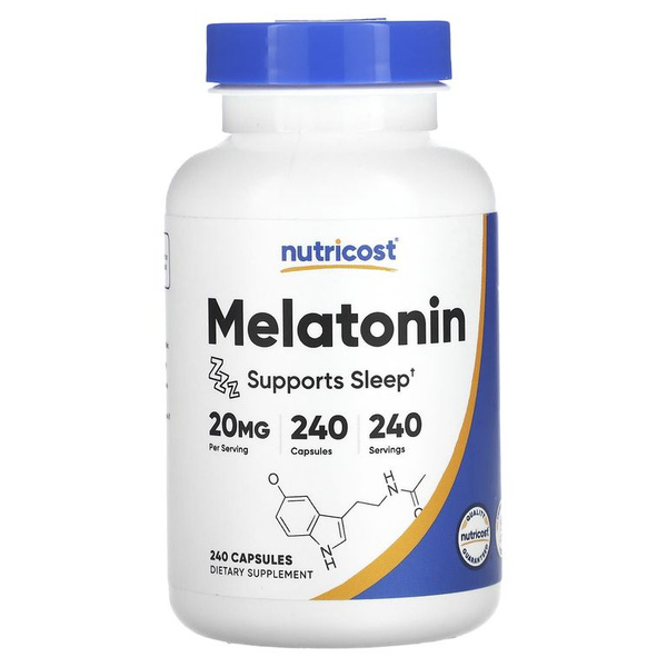 Nutricost Melatonin, мелатонин быстрого действия, ягодное ассорти 20 мг ...