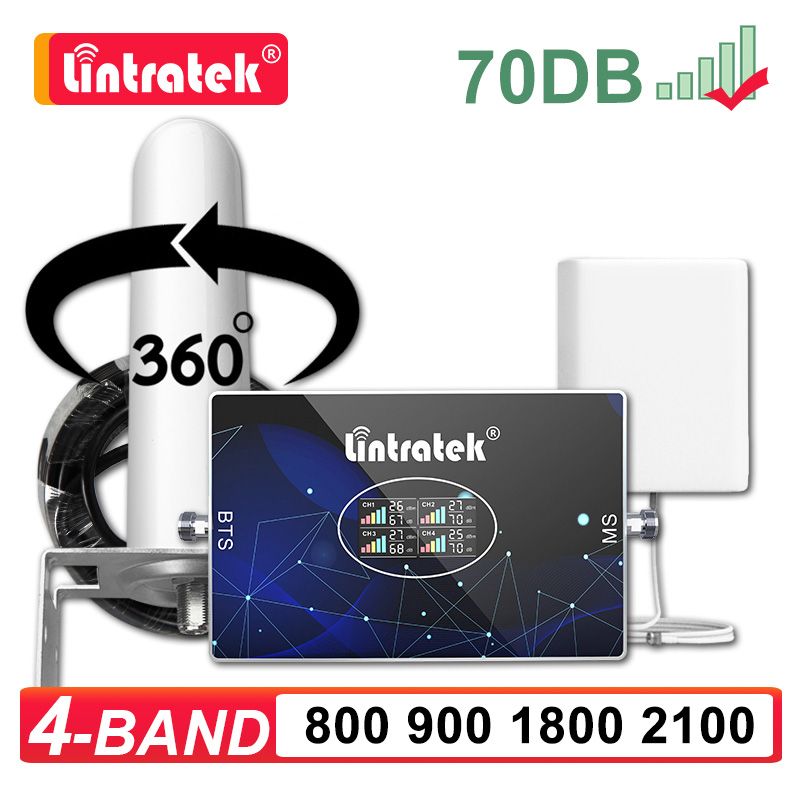 Lintratek 2G 3G 4G 5G усилитель сотовой связи и интернета B20 800 900 1800 2100 Комплект