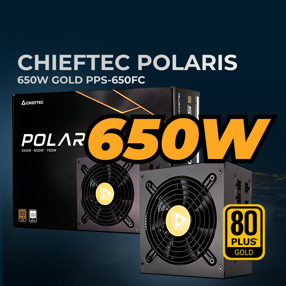 Блок питания для ПК Chieftec Polaris PPS-650FC (ATX 2.4, 650W, 80 PLUS GOLD, Active PFC, 120mm fan, Full Cable Management) Retail