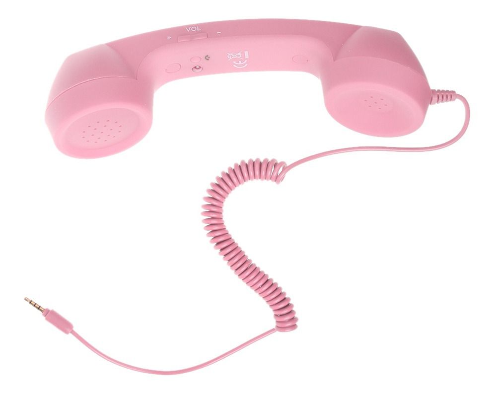 Плавный звонок. Ретро микрофон и наушники. Pink handset Phone. Telefonmikrofon.