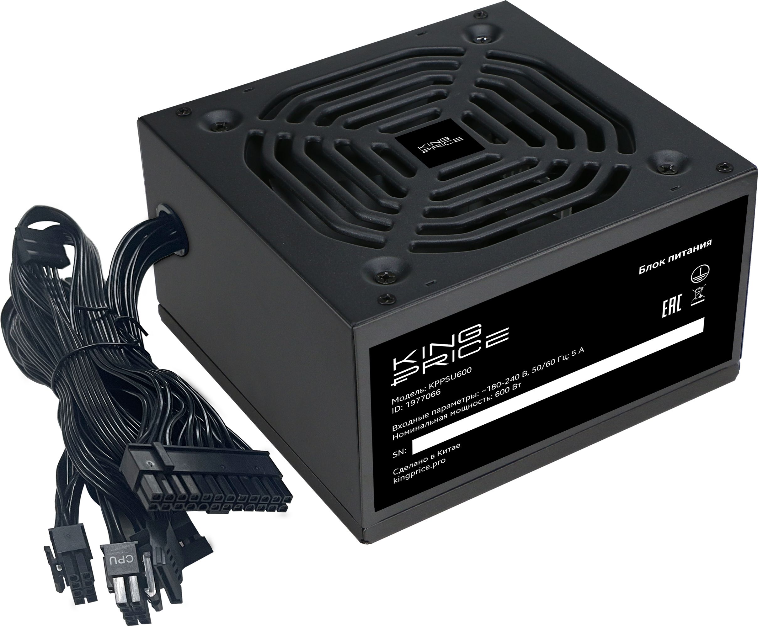 Блок питания KingPrice ATX 600W KPPSU600 (20+4pin) 120mm fan 4xSATA RTL