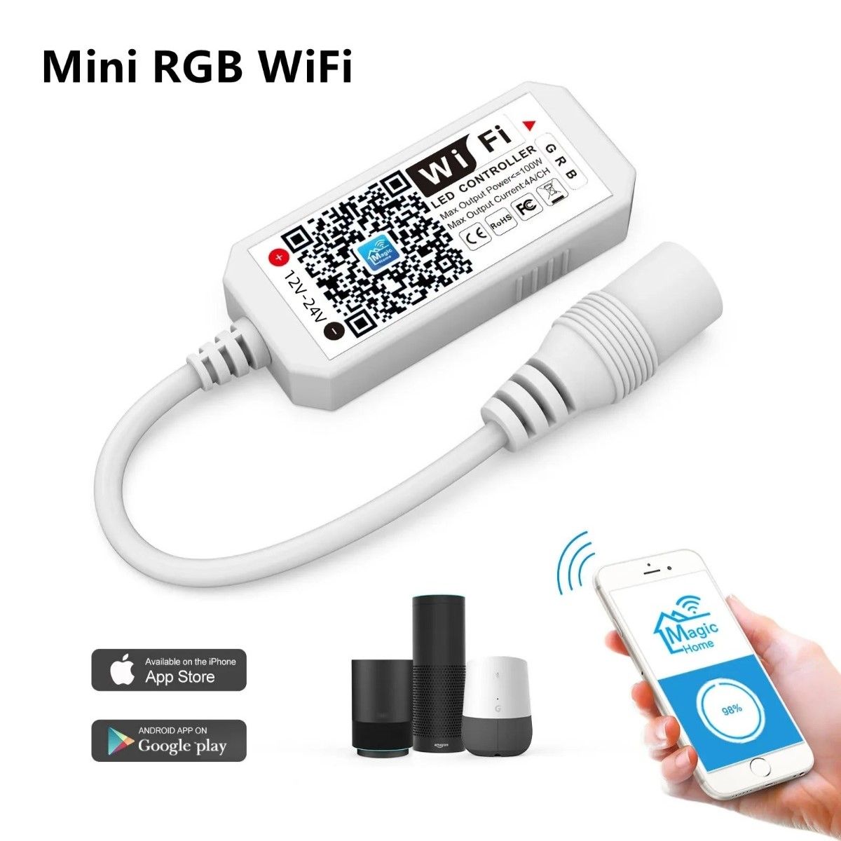 Умный контроллер для светодиодной ленты RGB 12В/24В Wi-Fi / bluetooth