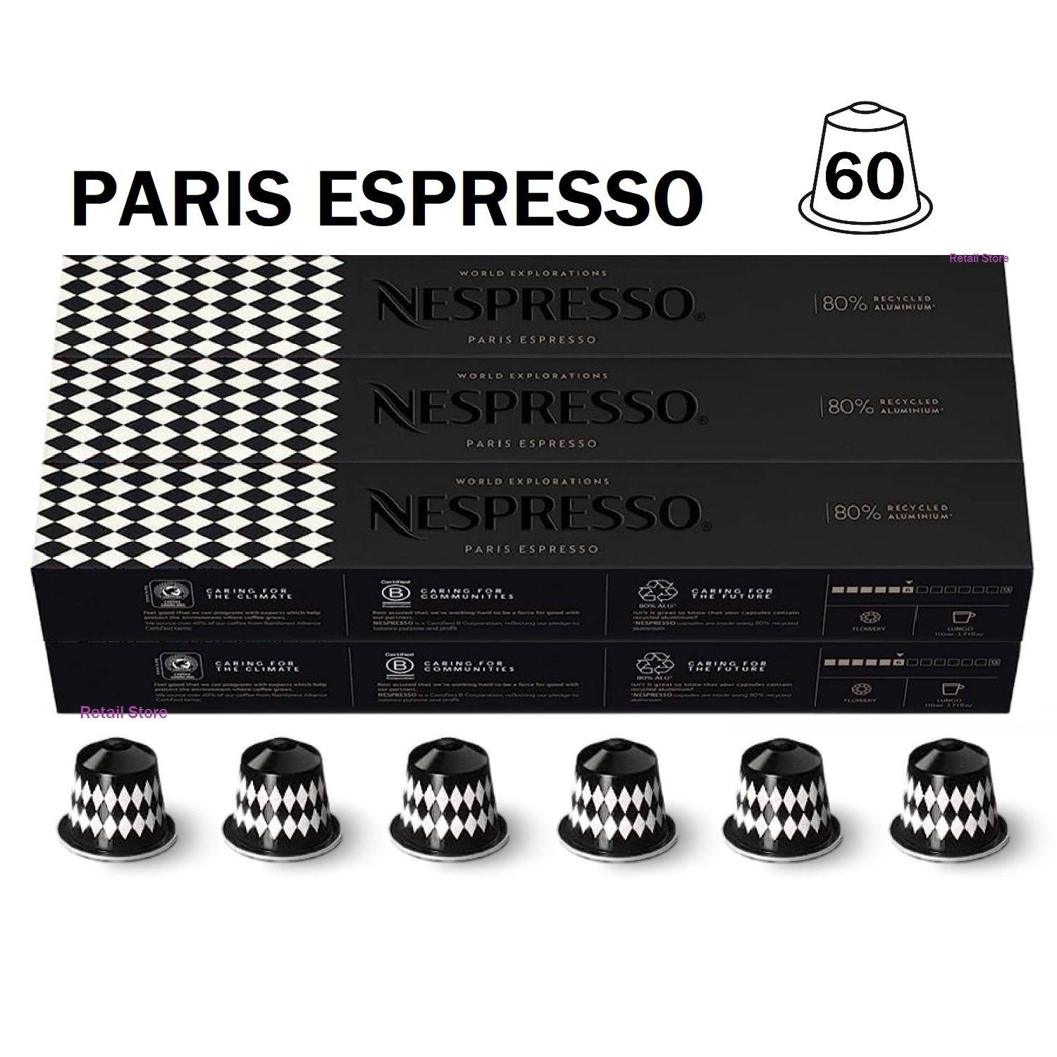 Набор кофе Nespresso PARIS ESPRESSO, 6 упаковок (60 капсул)