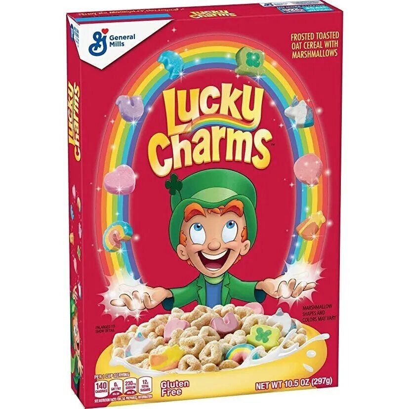 Сухой Готовый Завтрак Lucky Charms/Овсяные Хлопья с Маршмеллоу Лаки Чармс 297гр (США)