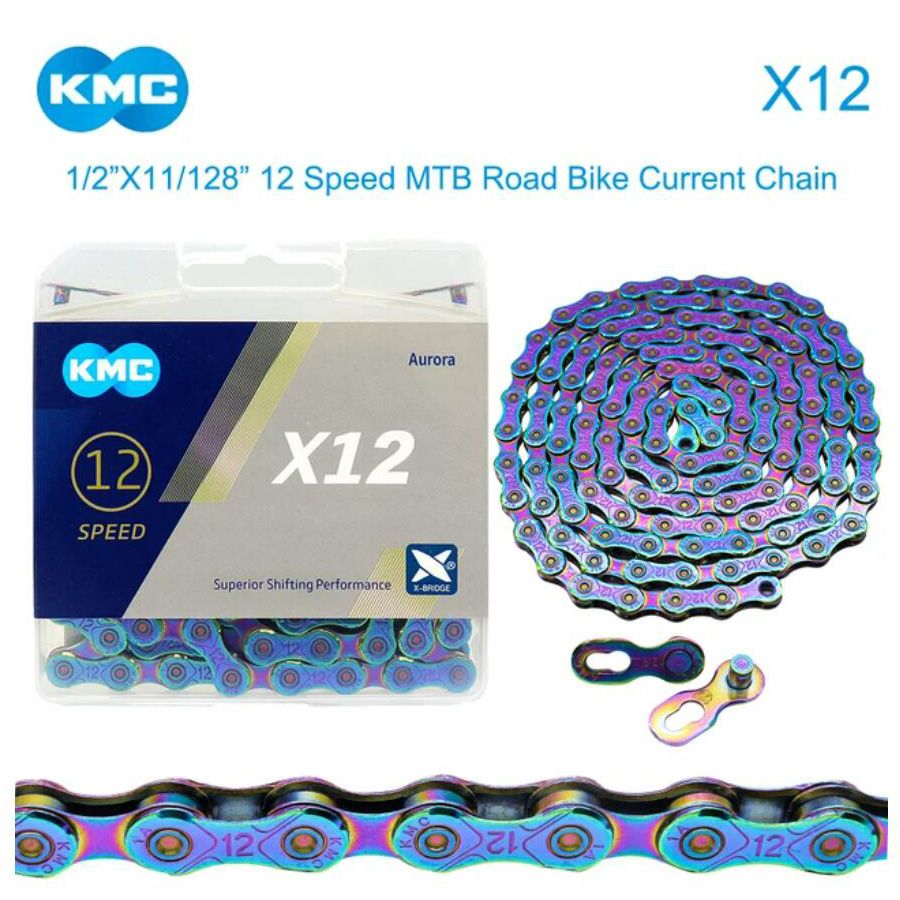 KMCBikeAuroraChainX12MTB126LДорожнаявелосипеднаяцепьдля12-скоростногодорожноговелосипедааксессуар