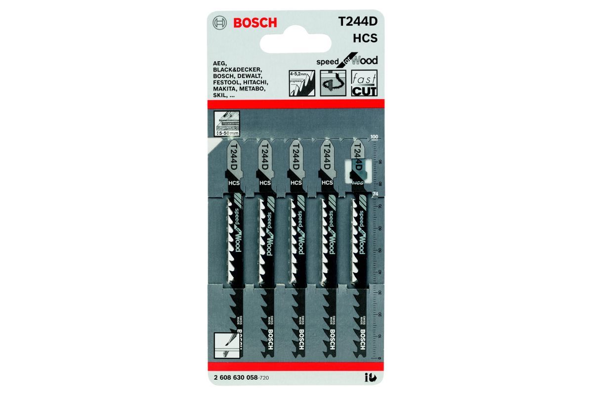 Пилки для лобзика по дереву (74 мм; 5 шт.) T244D Bosch