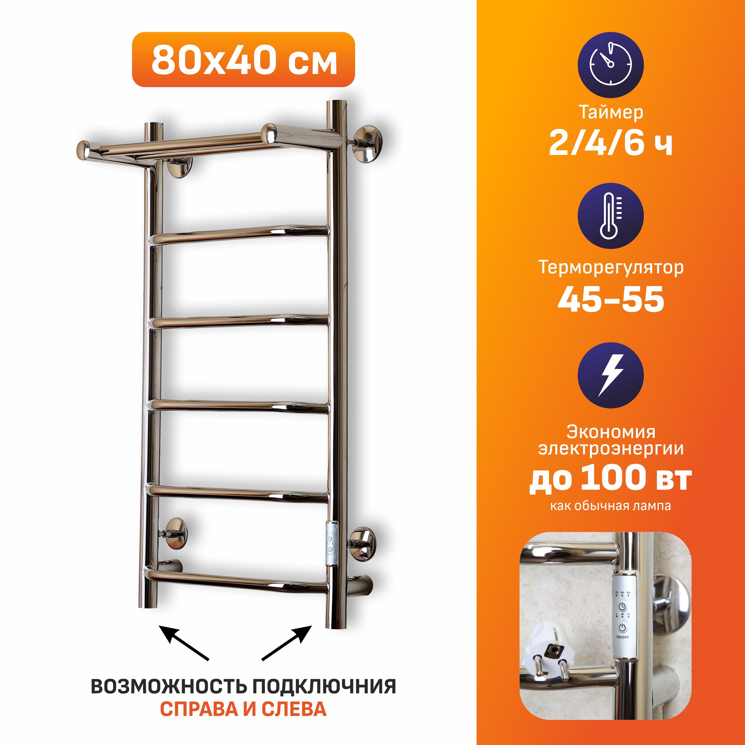 Полотенцесушитель Электрический SanLink 400мм 800мм форма Лесенка - купить  по выгодной цене в интернет-магазине OZON (475631239)