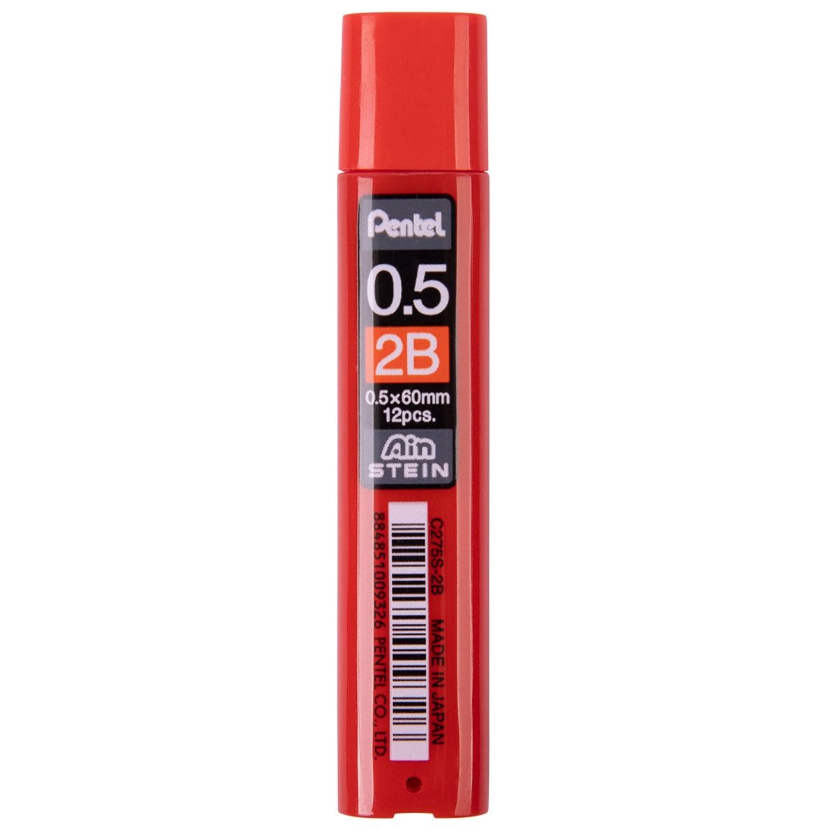 Грифели запасные Pentel 12 штук, "Ain Stein", 2В, 0,5 мм (C275S-2B)