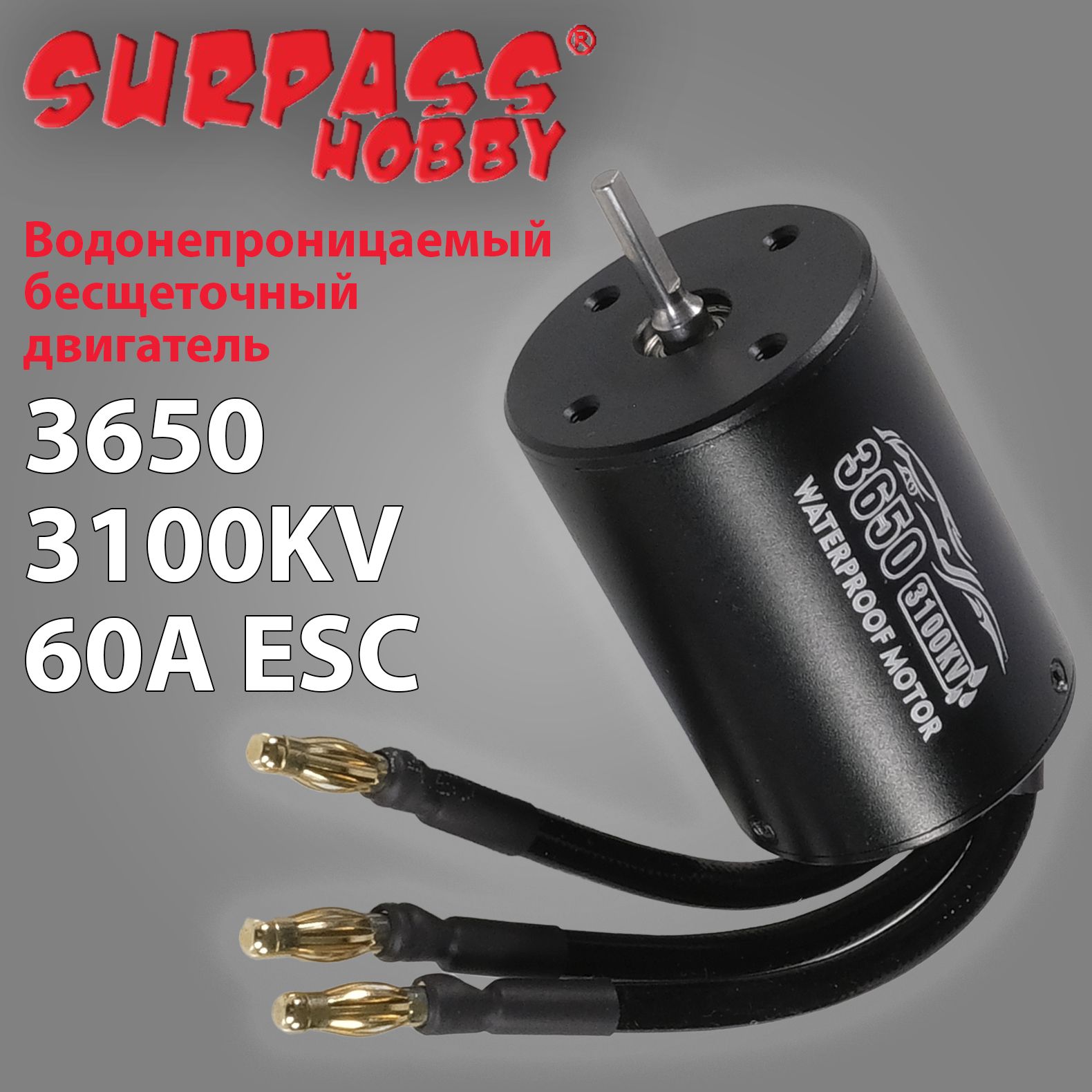 Водонепроницаемый бесщеточный двигатель Surpass Hobby 3650 / 3100 КВ c 60A ESC Макс. Об/Мин: 50000