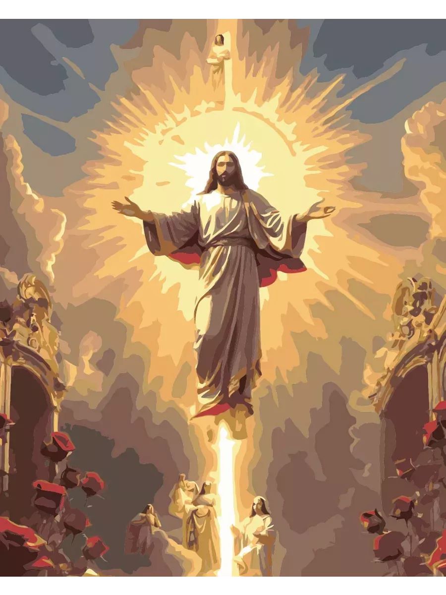Картина по номерам Иисус Христос Воскрешение Размер 40х50, на холсте на деревянном подрамнике, Акриловые краски