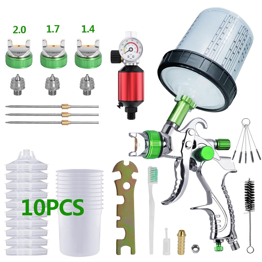Комплектпистолета-распылителяHVLPс10шт.600млчашкамидлябыстрогосмешиваниядляавтомобиля,распылениямебели