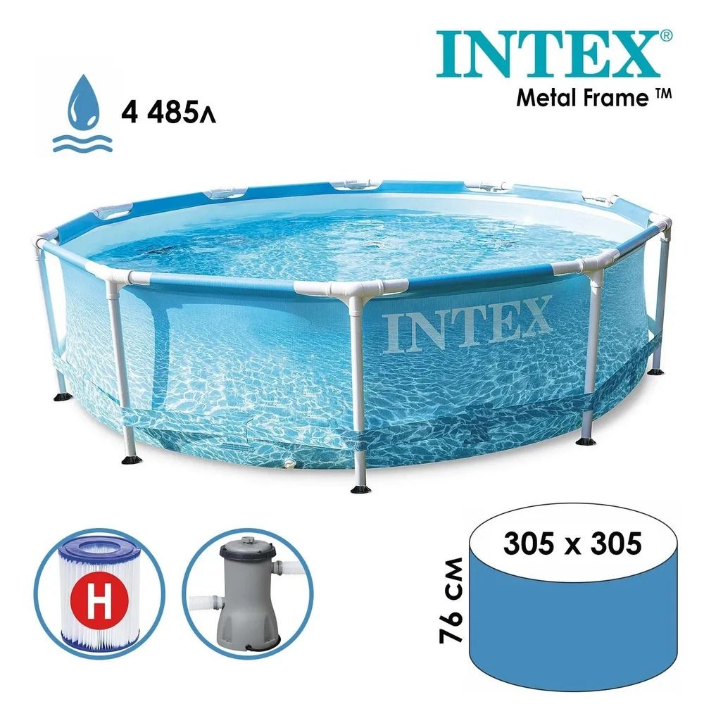 Бассейн intex Metal Frame Beachside 28208 (305х76)