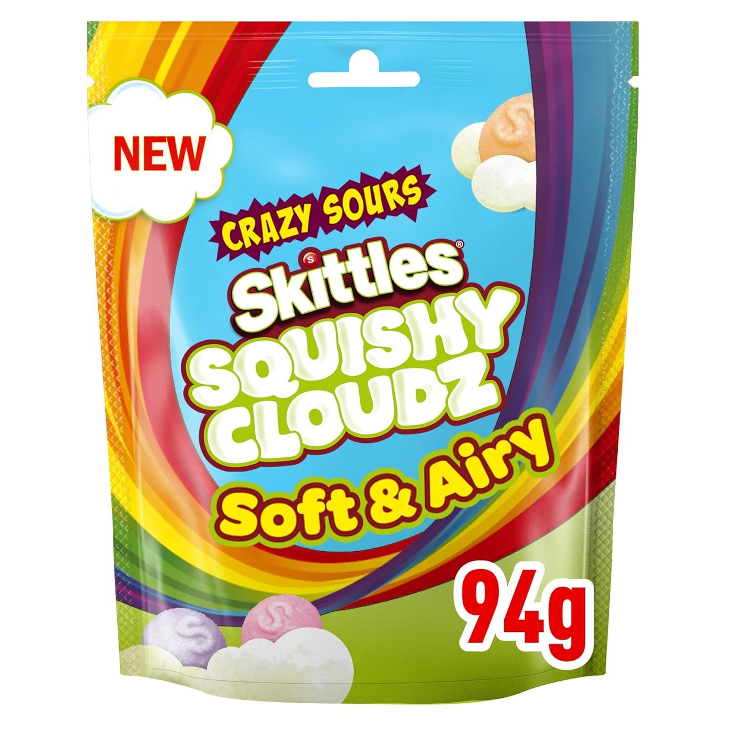 Кислые мягкие конфеты Skittles Squishy Cloudz Crazy Sours, 94г