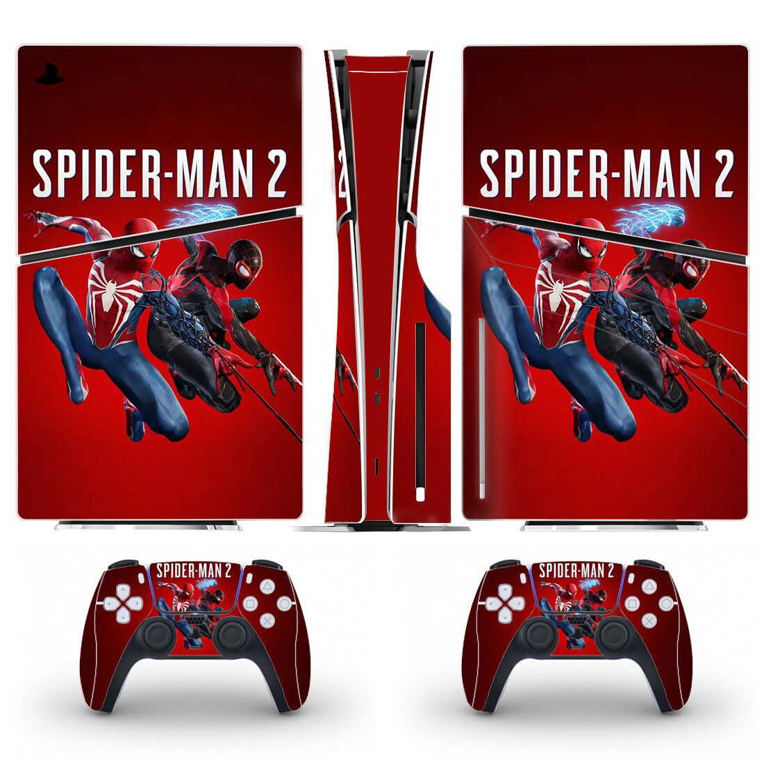 Наклейка PS5 Slim Spider Man 2 виниловая защитная на игровую консоль PlayStation 5 Slim Disk Edition полный комплект