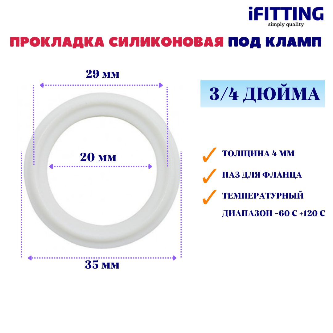 Прокладкасиликоноваяподкламп3/4дюймаУплотнениеCLAMPDN20