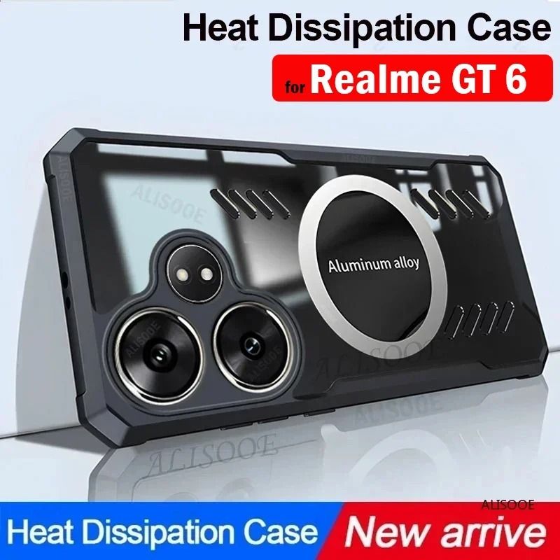 HDClearCapaдляRealmeGT6CaseПрозрачныйтеплоотводЗащитнаякрышкателефонадляRealmeGT65GFunda