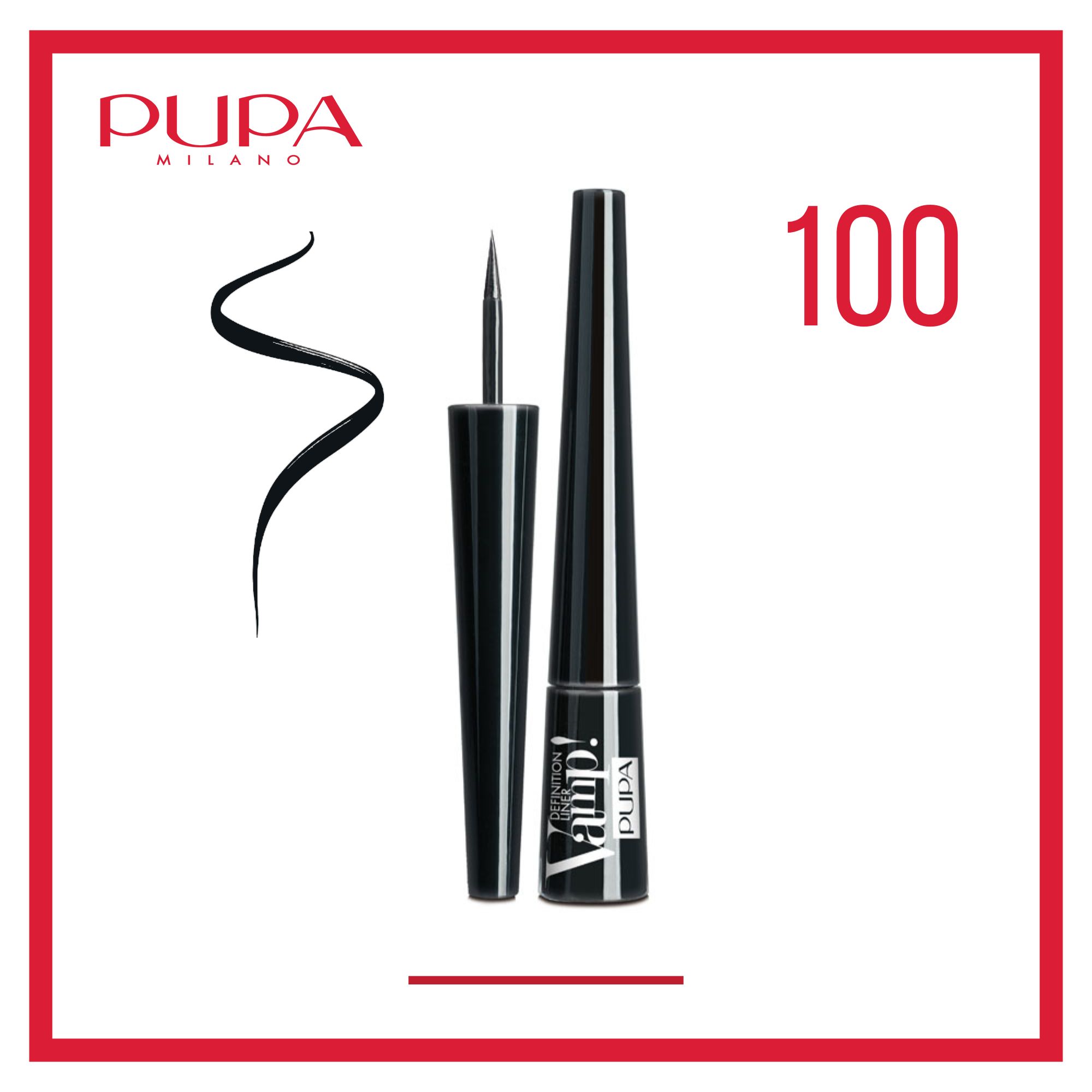 PUPA Подводка для глаз тон 100 с фетровым аппликатором VAMP! DEFINITION LINER, черная