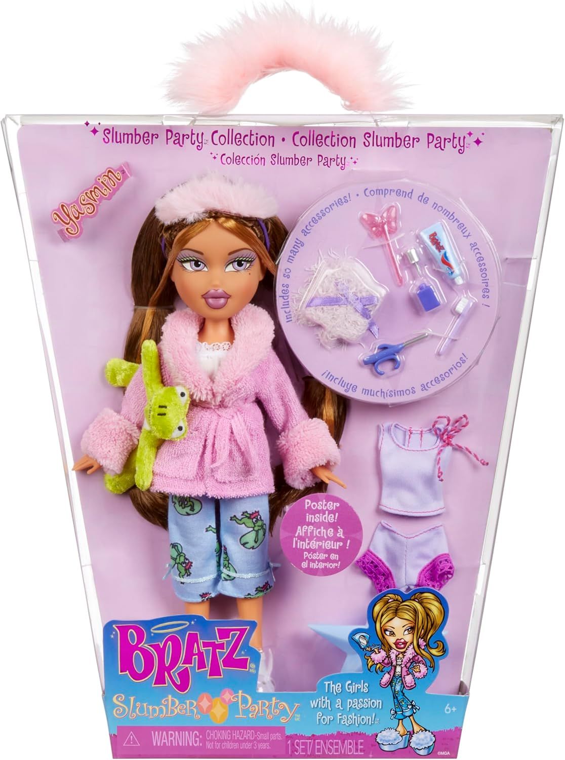 КуклаБратцЯсмин,BratzSlumberParty-YasminFashionDoll-With2SetsofPyjamas,Plush,andAccessories