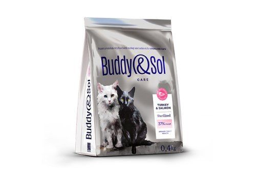 Buddy&SolСухойкормдлявзрослыхстерилизованныхкошексиндейкойилососе,400гр,2уп