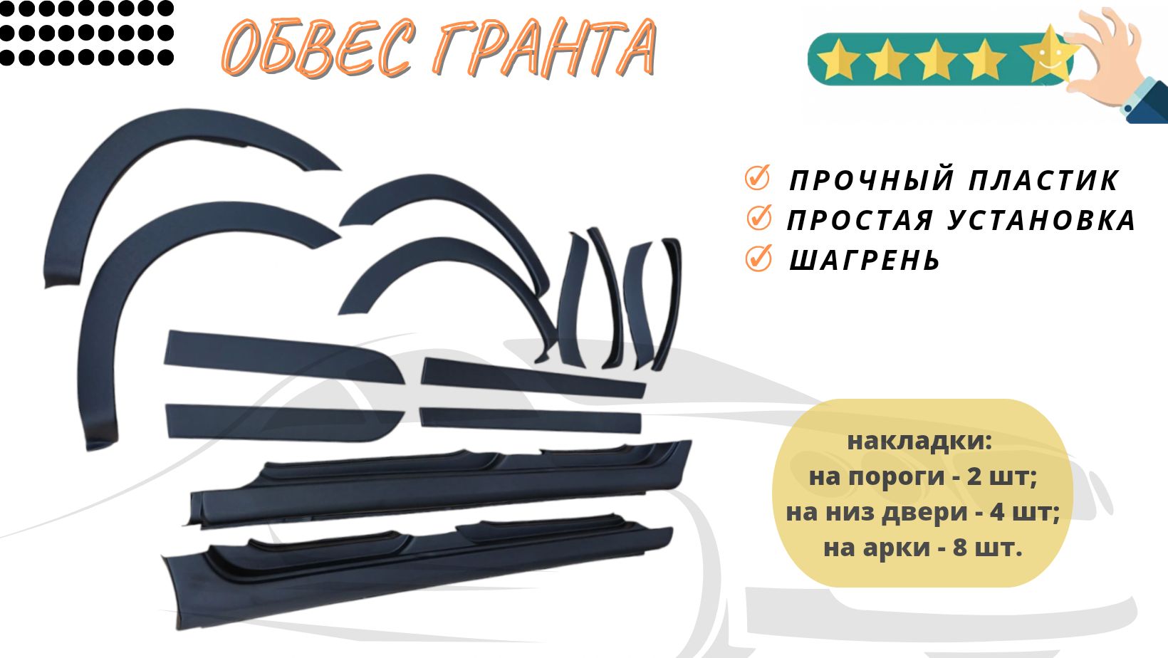 Накладкинапороги,дверииколесныеаркиЛадаГрантабольшой/ОбвесЛадаГрантадо2018г.в.