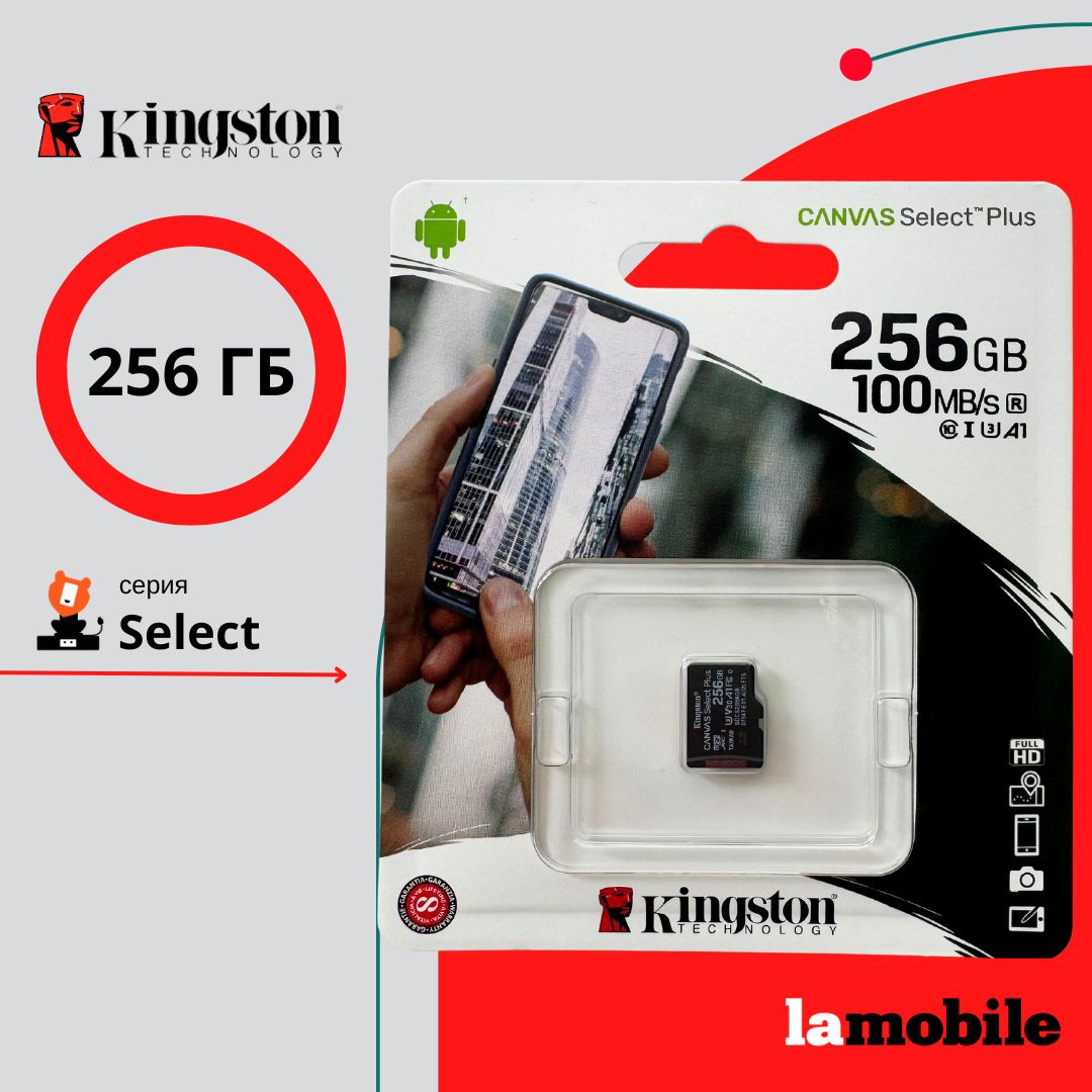 Карта памяти microSDXC Kingston Canvas Select Plus 256 ГБ (SDCS2/256GBSP)