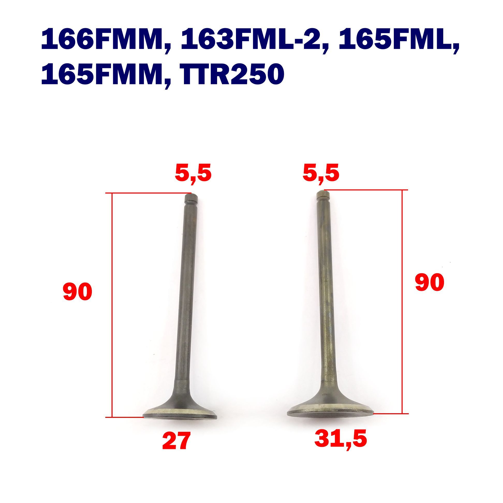 Клапаны CB200 для цепной ГРМ - 166FMM, 163FML-2, 165FML, 165FMM