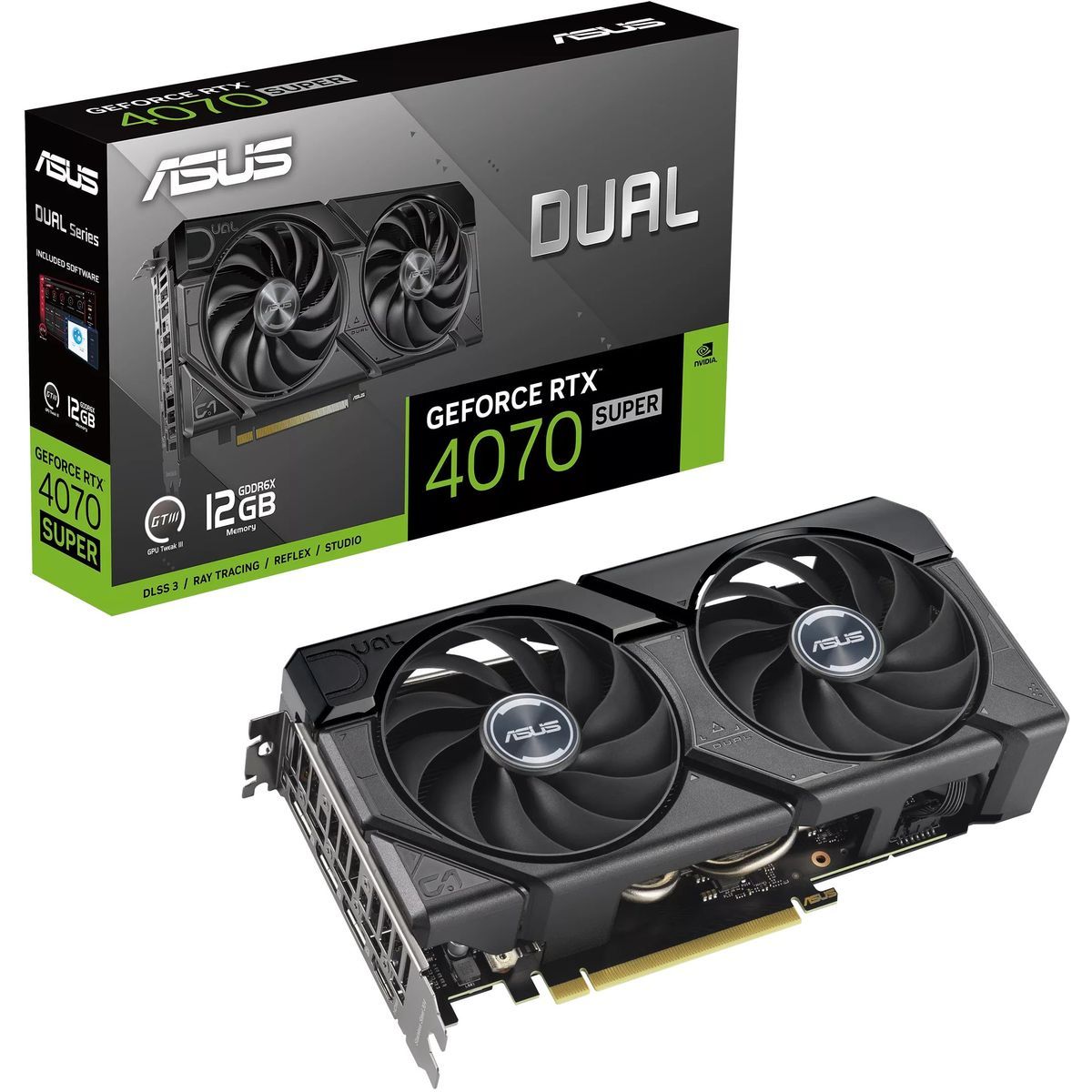 ASUSВидеокартаGeForceRTX4070SUPERDUAL-RTX4070S-12G-EVO12ГБ(90YV0KC1-M0NA00)