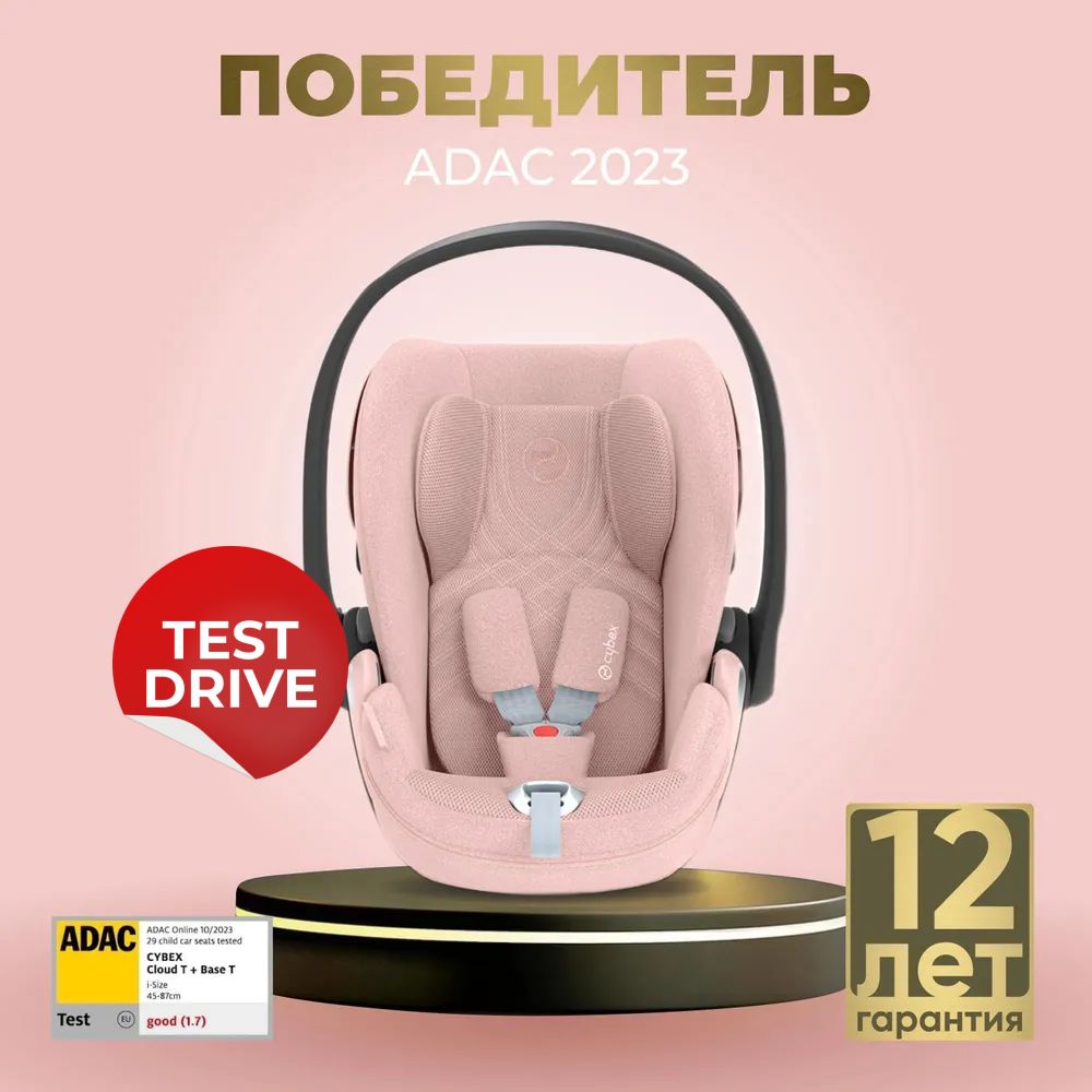 Детское автокресло Cybex Cloud T i-Size Plus Расцветки Peach Pink