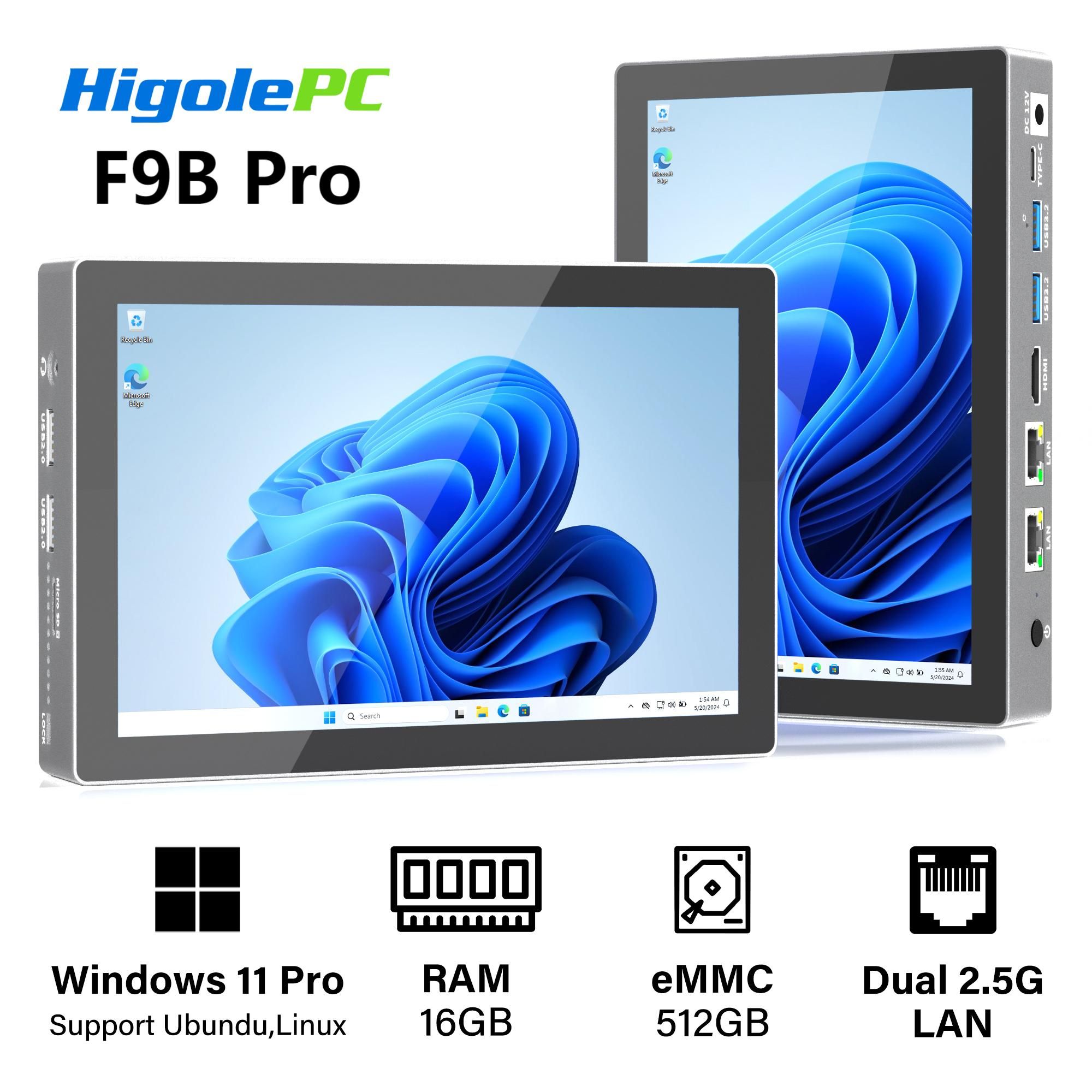 Higole Мини-ПК F9B Pro (Intel Alder Lake N100, RAM 16 ГБ, SSD 256 ГБ, HDD 512 ГБ, Intel UHD Graphics, Windows 11 Pro), серый металлик