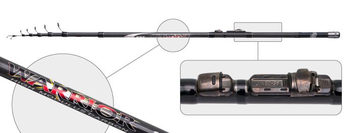 Удилище телескоп угольное c/с Globe Warrior (20-40) 4,5 м