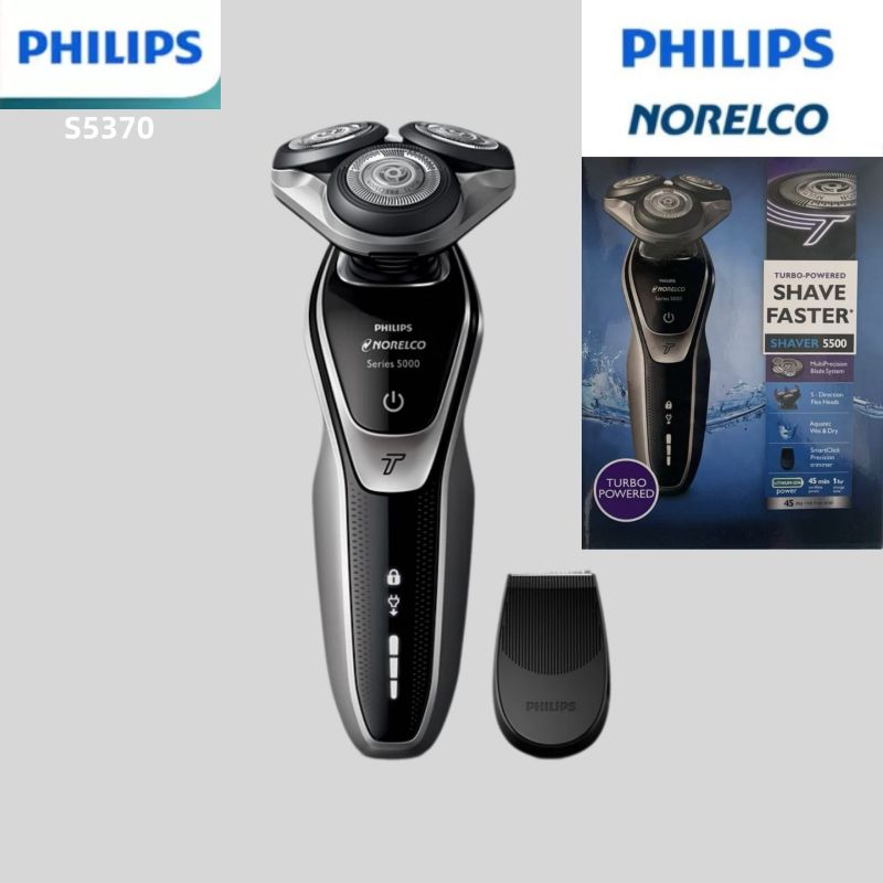 Philips Электробритва Подходит для влажного и сухого бритья, электробритва S5370, серия Norelco 5500., серебристый, черно-серый