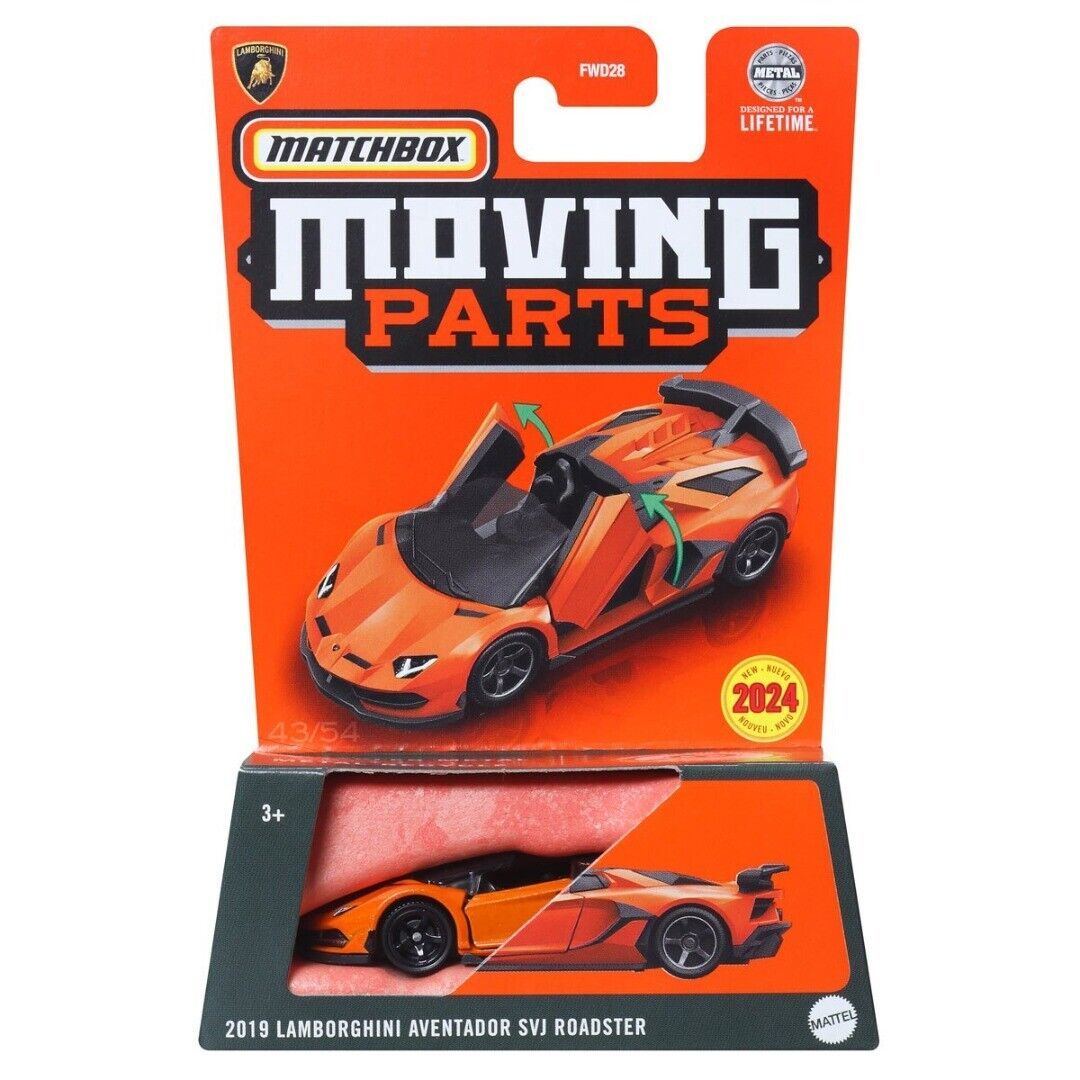 Масштабная модель коллекционная 2019 Lamborghini Aventador SVJ Roadster Matchbox Moving Parts HLG03