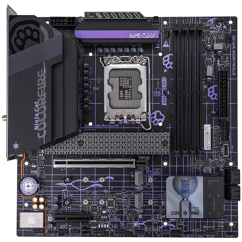 МатеринскаяплатаColorfulCOLORFIREB760M-MEOWWIFID5PURPLEZ760LGA17004xDDR51xPCIEx161xPCIEx43xM.22xTypeC3xUSB3.2Gen15xUSB2.04xSATA3.02.5GDPHDMIM-ATXRTL