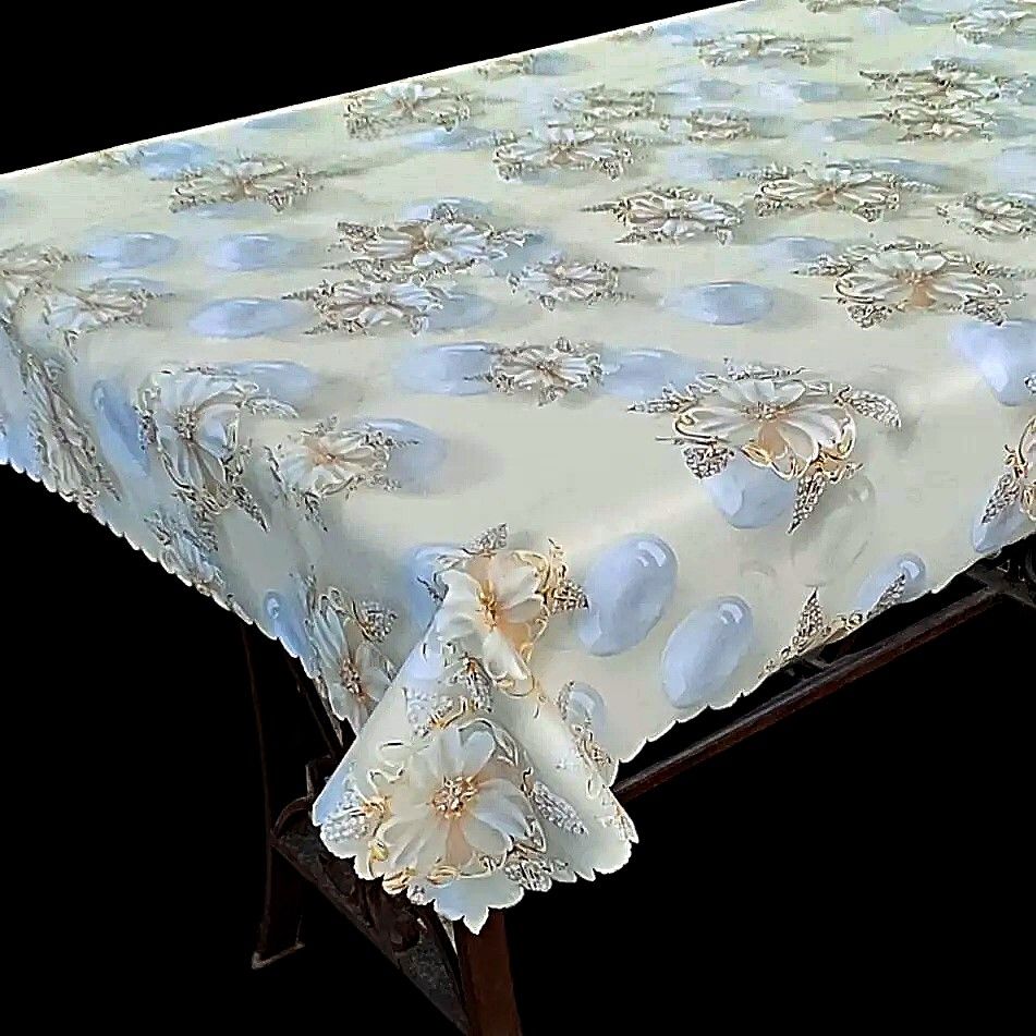 Клеенка на стол на кухню, Laid Table, Скатерть 110х140 тканевая основа, водоотталкивающая , ажурный край