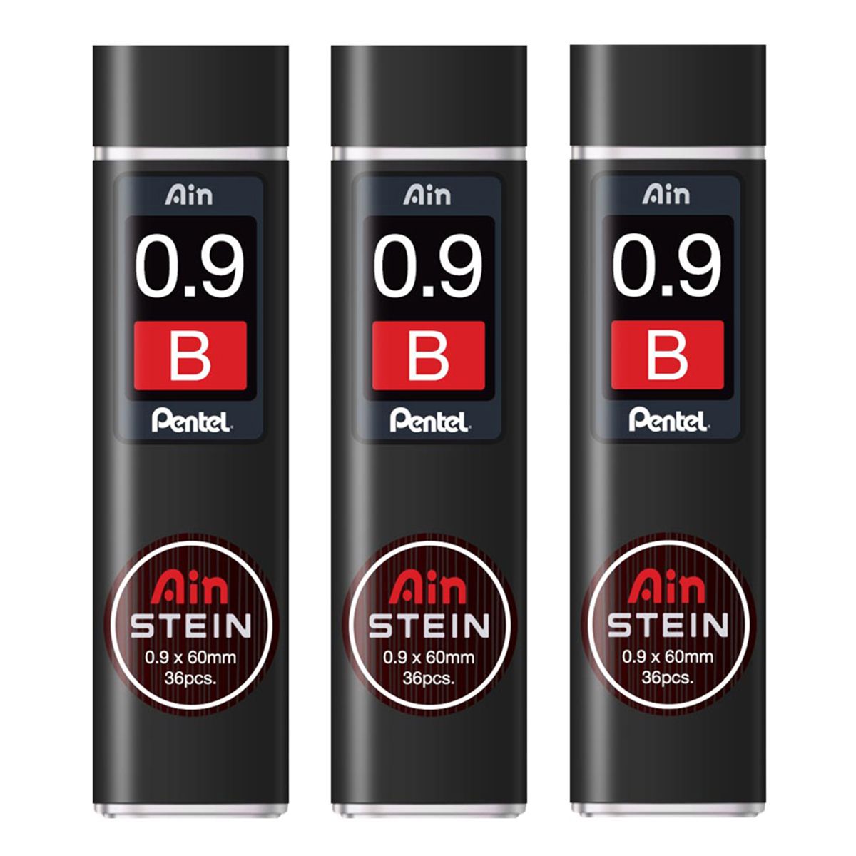 Грифели для механических карандашей PENTEL AIN STEIN C279 B 0.9 мм 3 футляра по 36 шт.