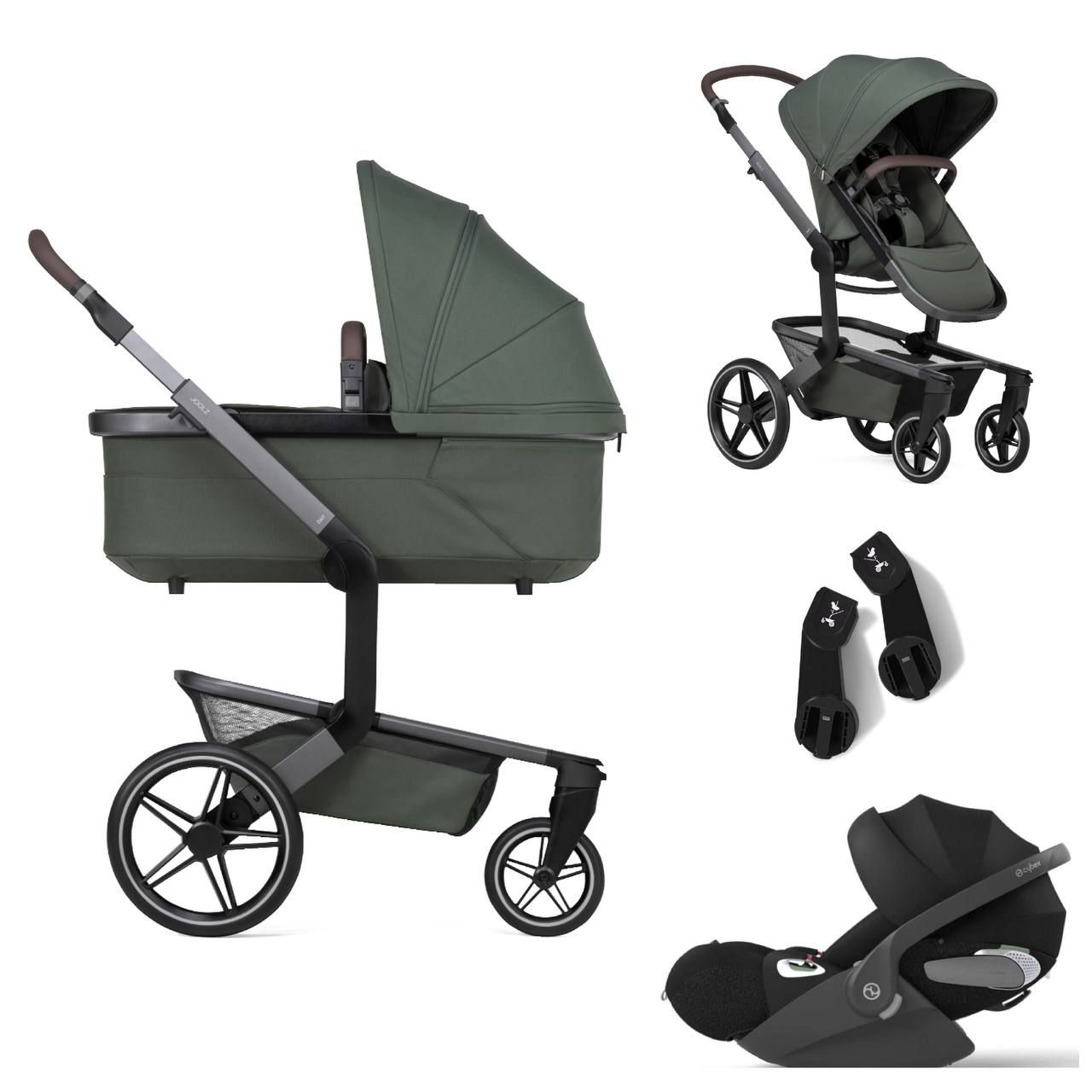 Коляска 3 в 1 JOOLZ DAY5 Forest Green c автокреслом Cybex Cloud T i-Size Sepia Black