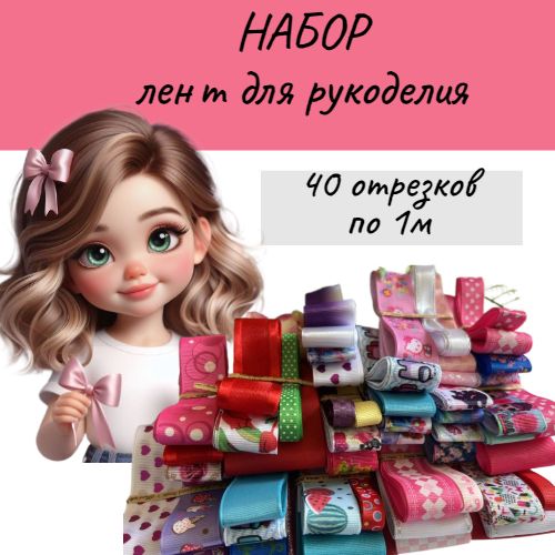 Ленты и кружево. Набор лент "Микс" 40шт по 1м