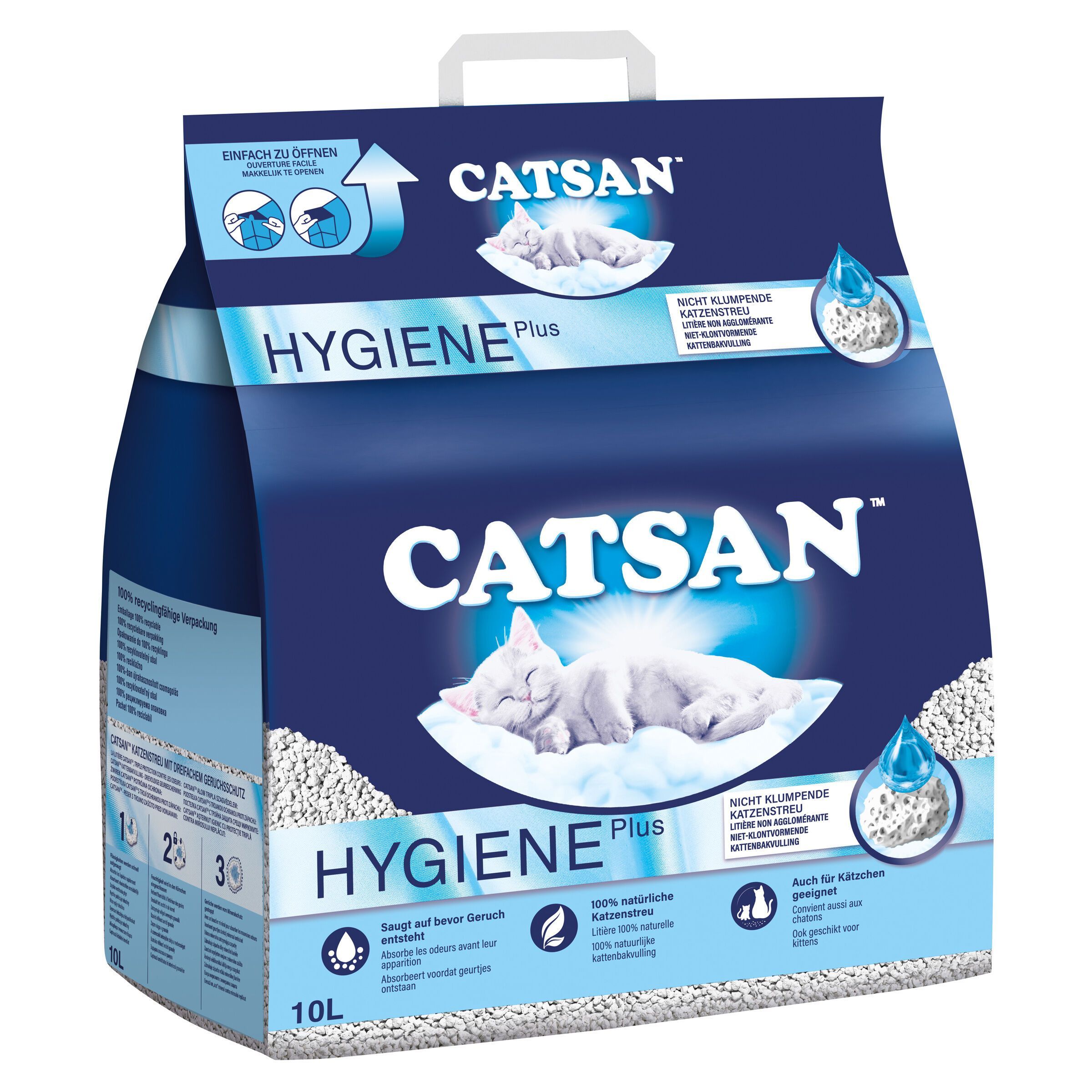 Наполнитель для кошачьего туалета Catsan Hygiene Plus 10л, минеральный, впитывающий