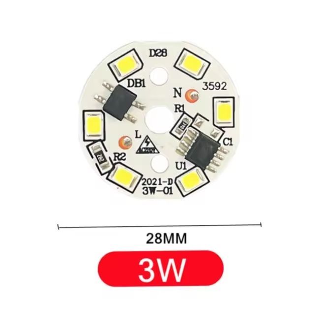 Алюминиеваякруглаясветодиоднаяплата(модуль)3W220V28ммledsmd2835,белыйтеплыйсвет