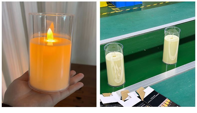 Свеча светодиодная, электронная, безопасная с эффектом пламени , 10 см на 7.5см, 1 шт.