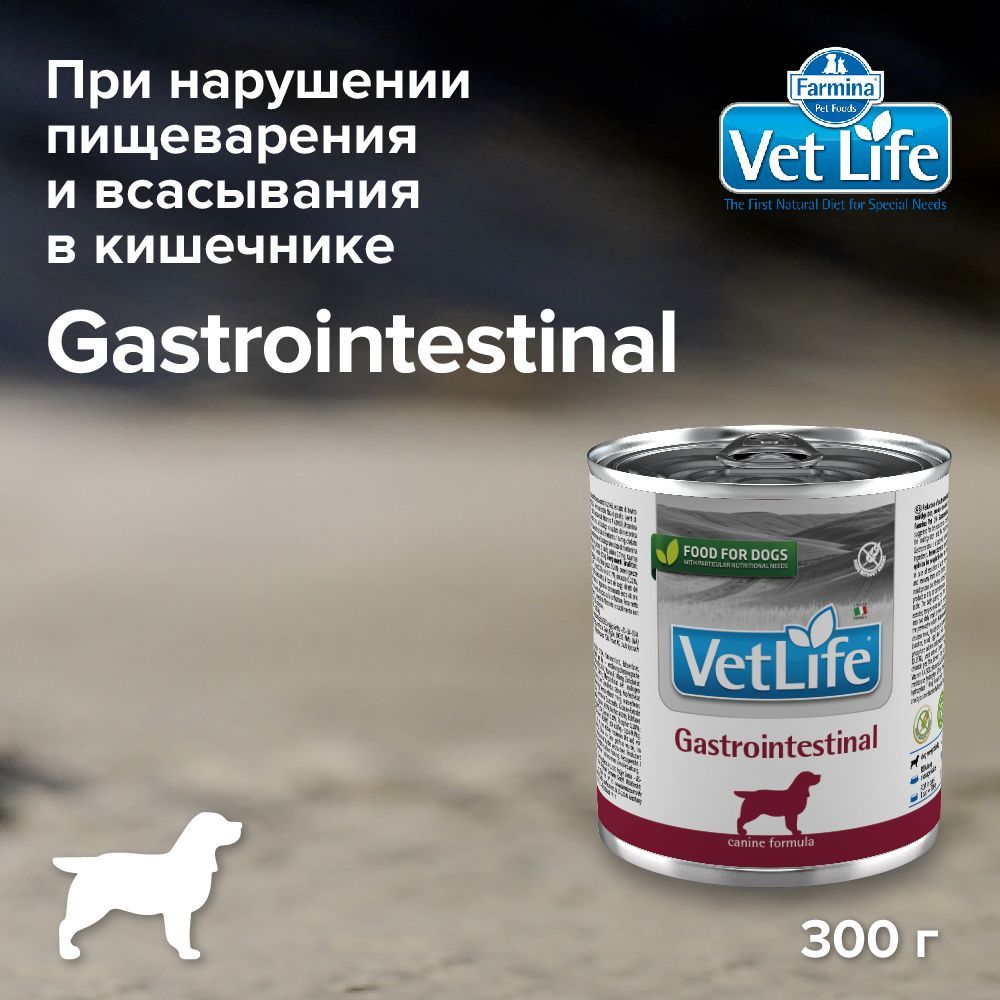 Диетический влажный корм Farmina Vet Life Dog Gastrointestinal с курицей для собак при заболеваниях ЖКТ 300гр