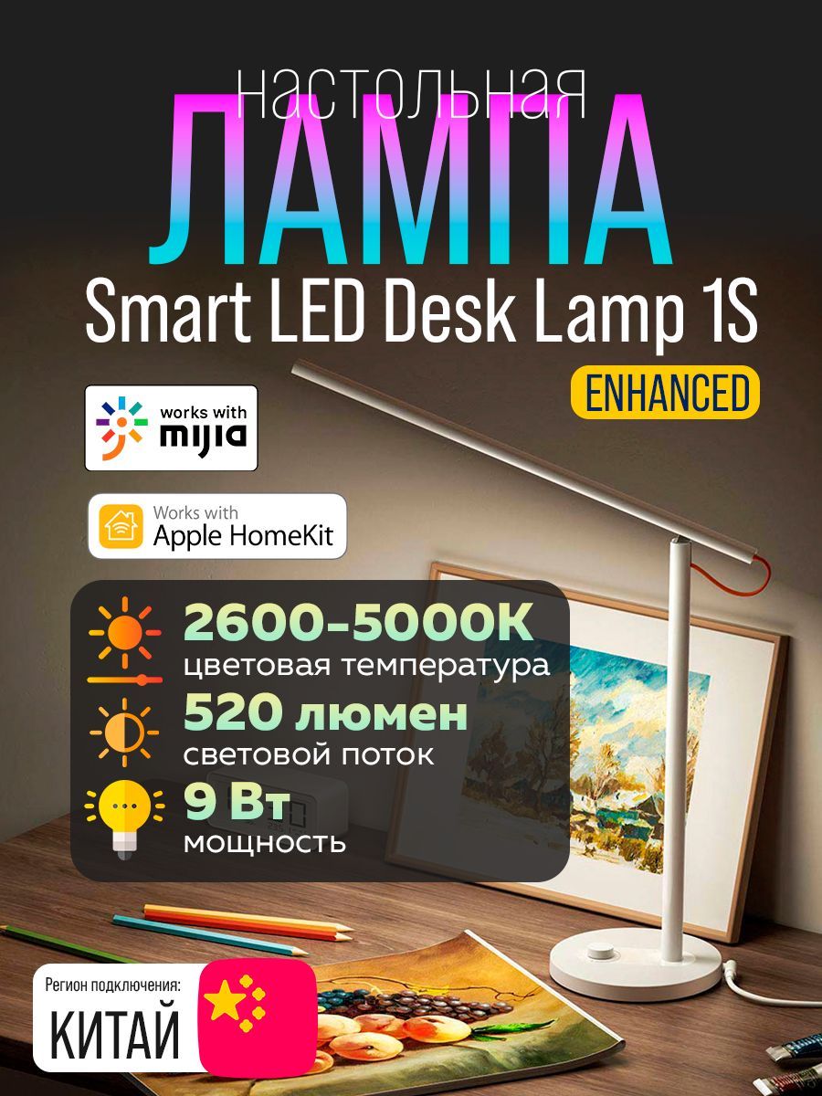 Настольная лампа Xiaomi Smart LED Desk Lamp 1S Enhanced (MJTD01SSYL), белая