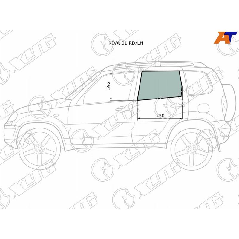 Стекло двери задней левой для Шевроле Нива 2009-2020, Chevrolet Niva стекло двери задней левой XYG NIVA-01 RD/LH