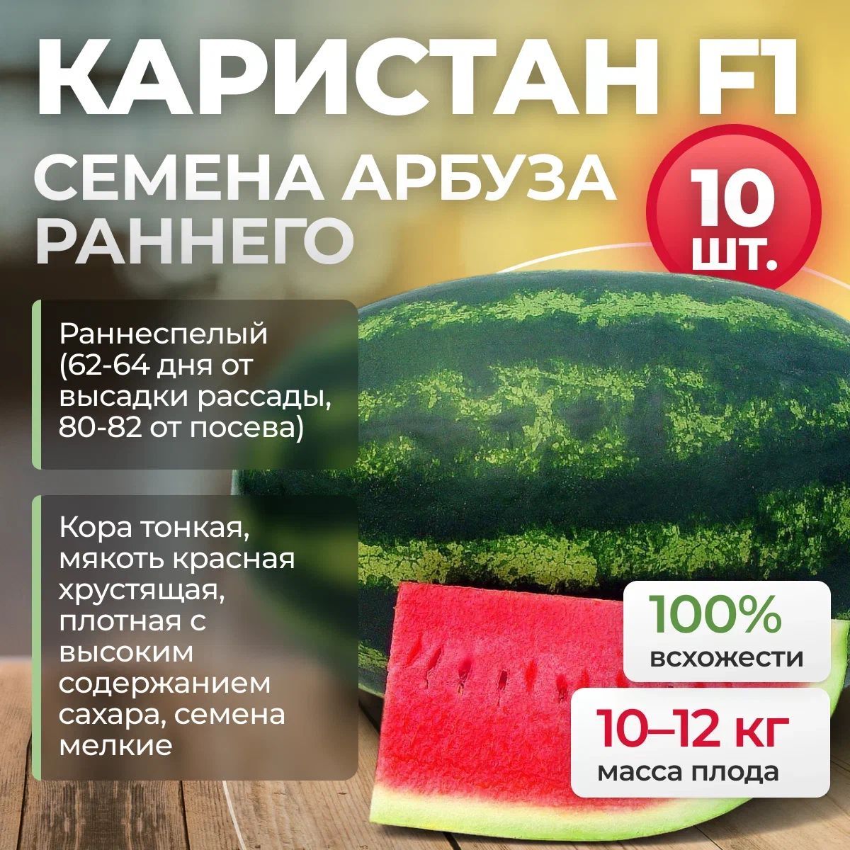 КАРИСТАН F1 семена арбуза, 10 шт. (Syngenta / ALEXAGRO). Среднеранний гибрид