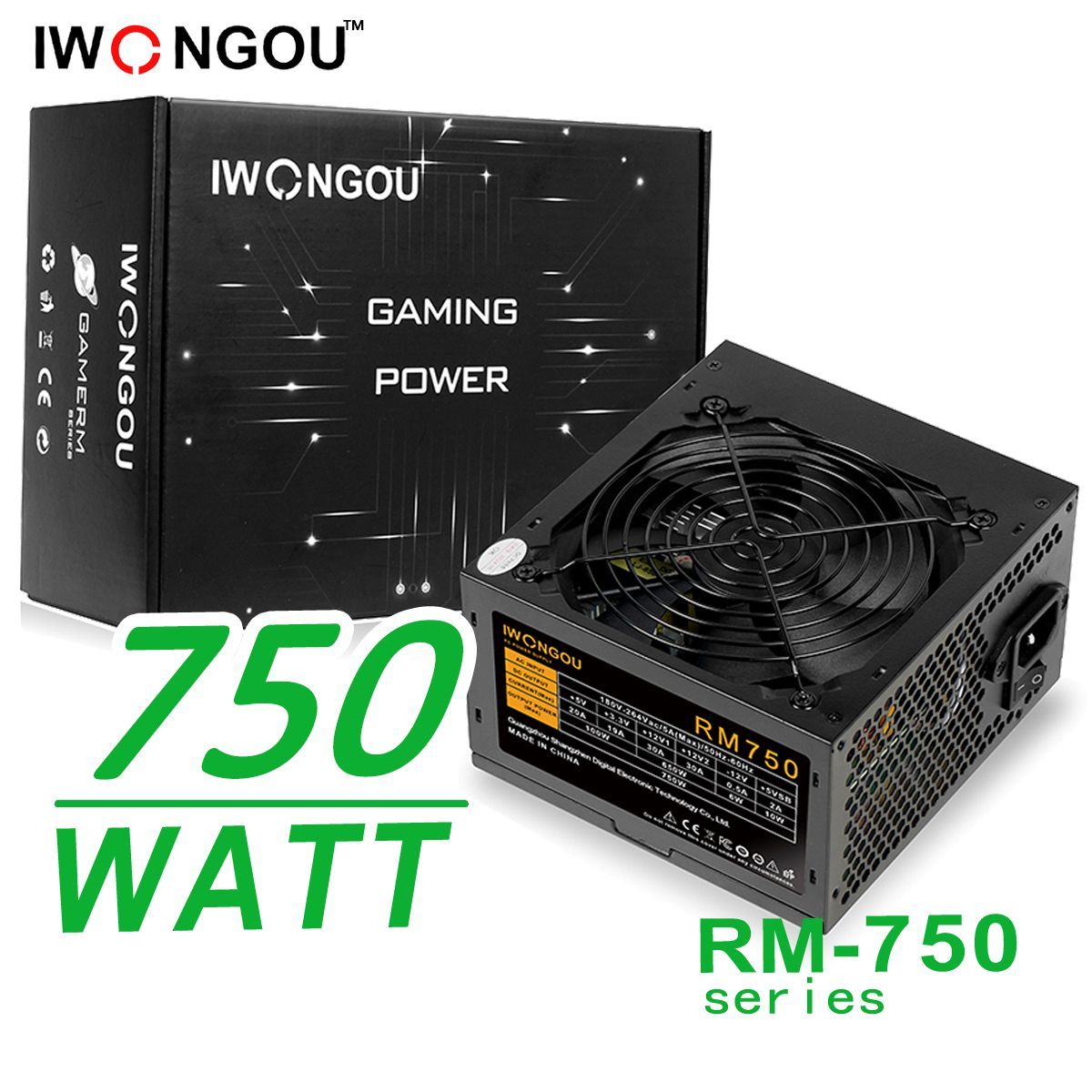 блокпитаниядляпк750wIWONGOUATX,12CMкулер,20+4p,2*CPU(4+4),2*PCI-E(6+2),5*SATA,3*IDE,кабельпитания