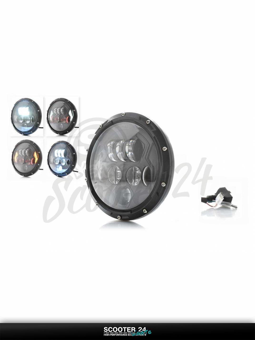 Фара на мотоцикл диодная, круглая d178, H4, многорежимная #C179 3J1 питбайк и мопед