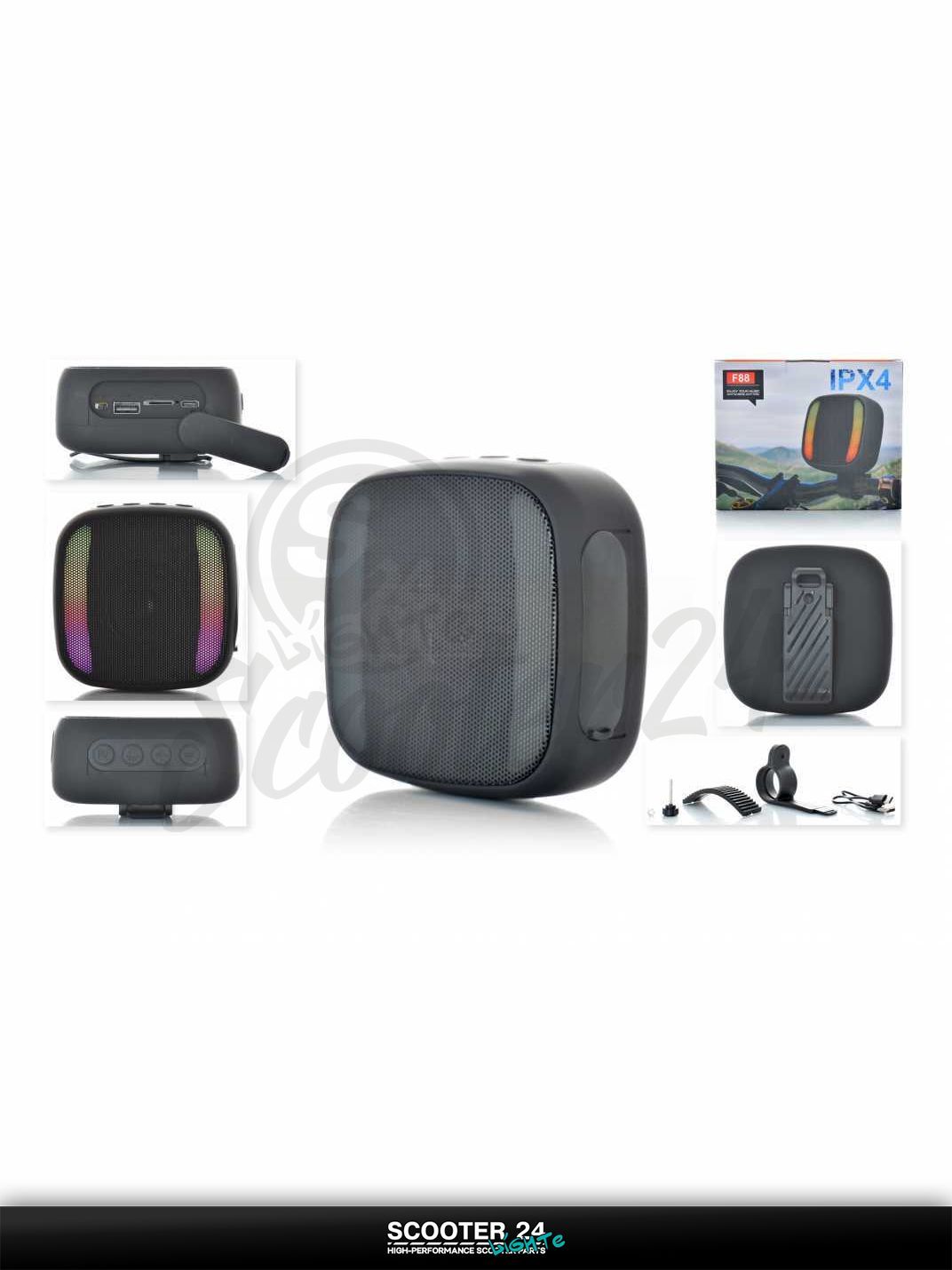 Аудиосистема для мотоциклов скутеров и велосипедов 1.0 портативная, на руль мото/вело IPX4 #F88 (черная) колонки