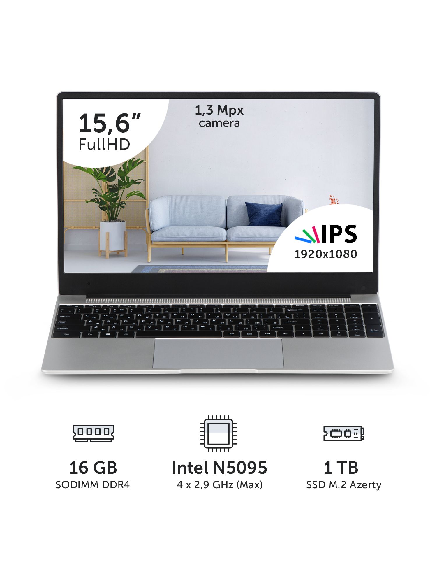 AzertyRB-1551Ноутбук15.6",IntelCeleronN5095,RAM16ГБ,SSD1024ГБ,IntelUHDGraphics,WindowsPro,(RB-1551),серебристый,Русскаяраскладка